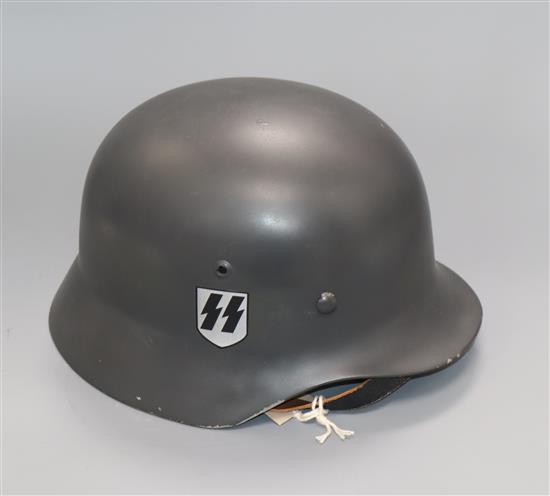 A replica WWII German steel helmet